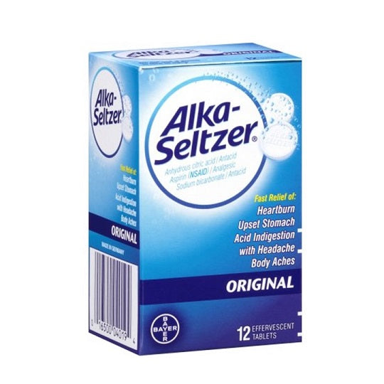 ALKA SELTZER ORIGINAL EFFERVESCENT WITH ASPIRIN 12CT BOX