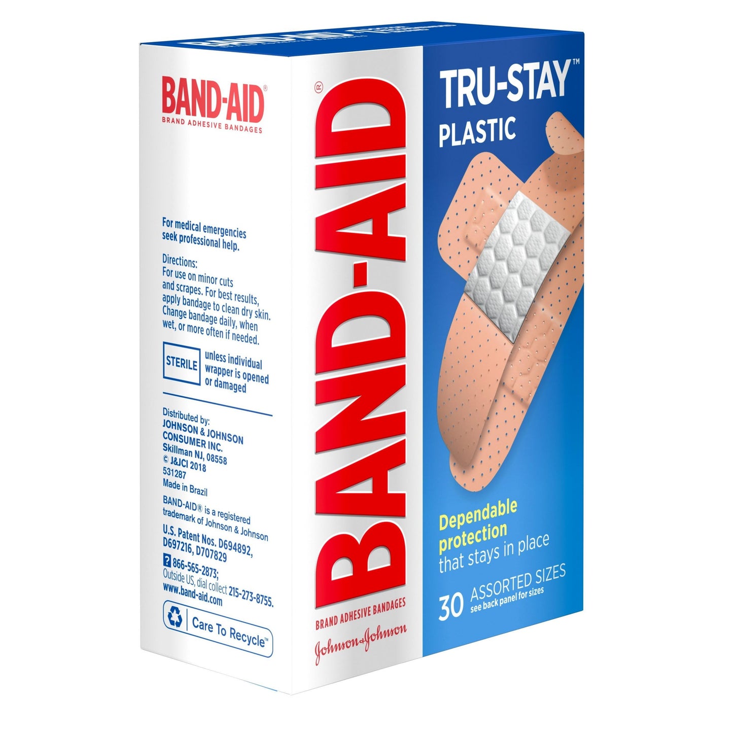 BAND-AID TRU-STAY PLASTIC 30’S ASSORTED SIZES