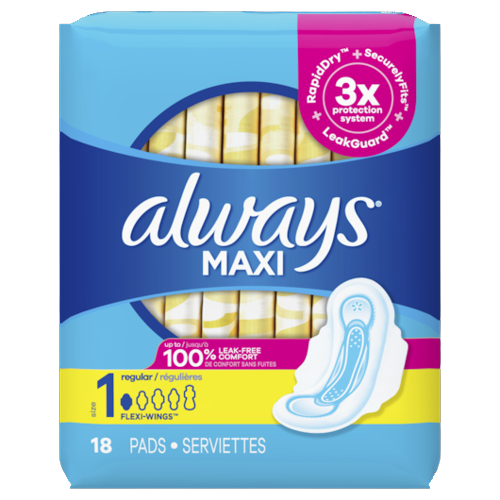 ALWAYS MAXI REGULAR WITH FLEXI-WINGS 18CT SIZE 1 P&G