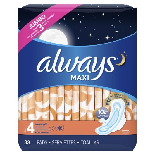 ALWAYS MAXI OVERNIGHT/FLEXI-WINGS 33CT SIZE 4 P&G