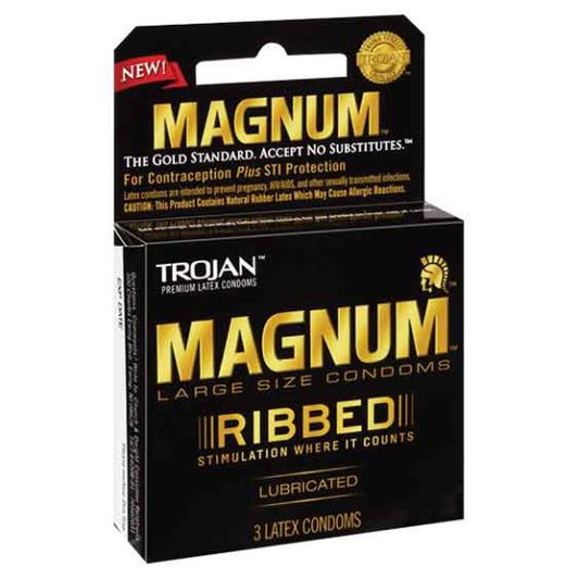 Trojan Magnum Ribbed Condoms 6×3’S Pack