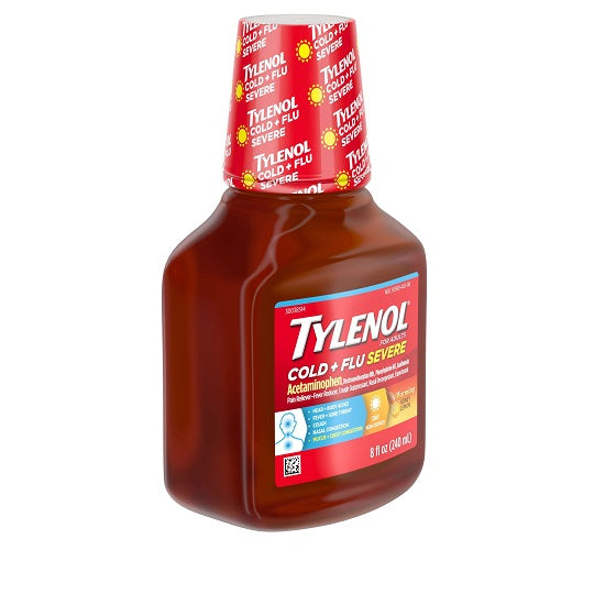 TYLENOL COLD FLU SEVERE DAY WARMING HONEY LEMON 8 OZ. BOTTLE