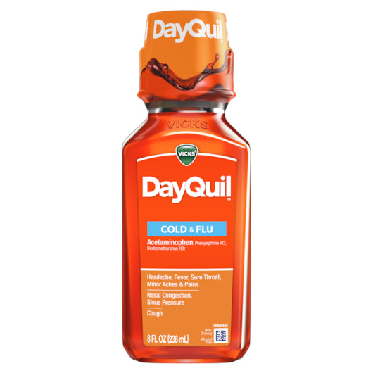 VICKS DAYQUIL COLD & FLU LIQUID 8 OZ. BOTTLE P&G