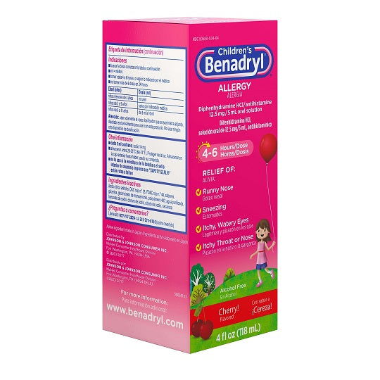 CHILDRENS BENADRYL ALLERGY CHERRY 4 OZ.