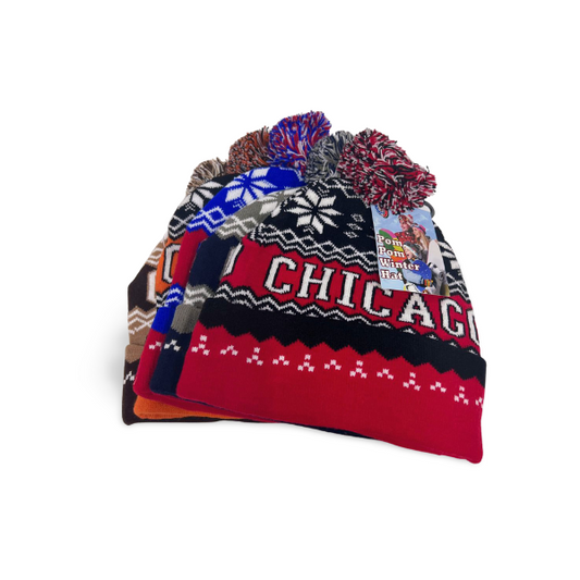 WINTER HAT – CHICAGO POM POM 12UNITS