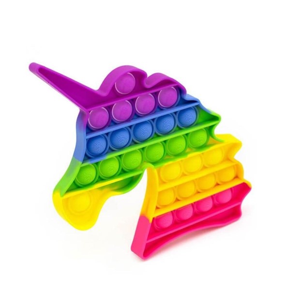 BUBBLE POP FIDGET – RAINBOW UNICORN SHAPE 6″