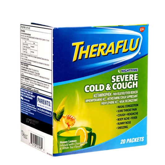 THERAFLU NIGHTTIME SEVERE COLD & COUGH 20 PACKETS