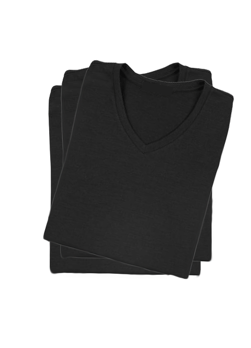 V-NECK BLACK T-SHIRTS 12CT – SMALL SIZES